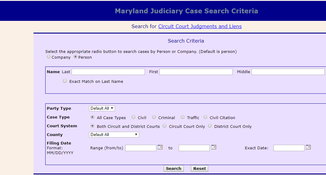 search maryland judiciary