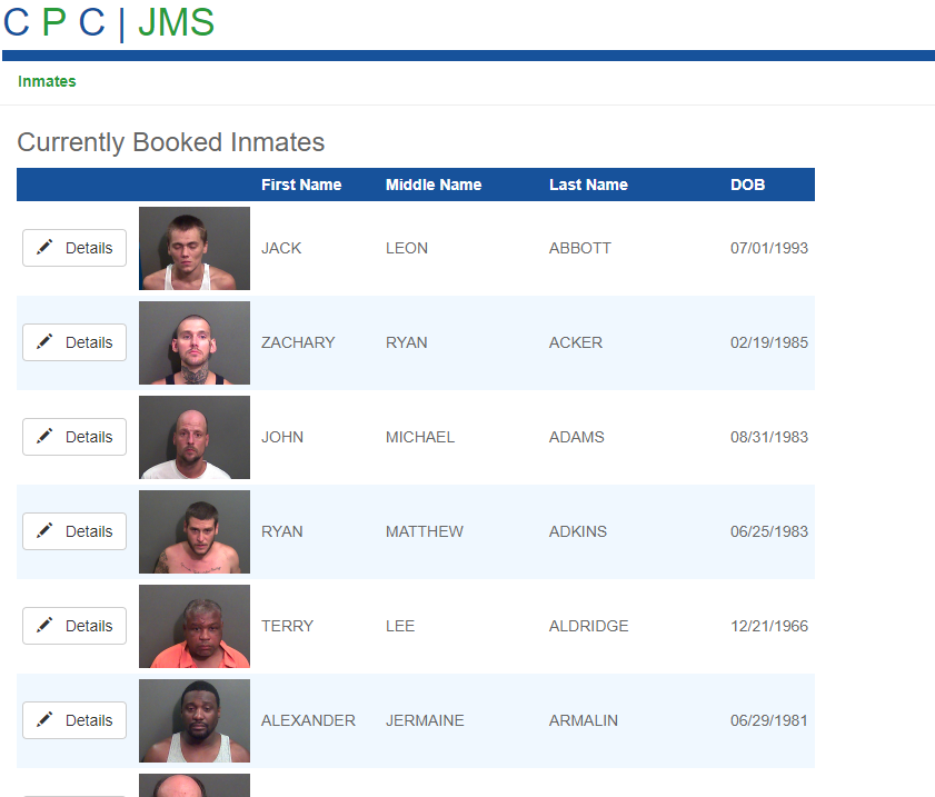 currently booked inmates