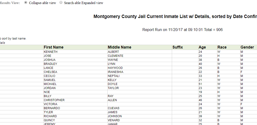 Montgomery County Arrest Records