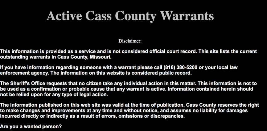 Cass County Warrants
