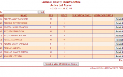Lubbock County Jail Roster